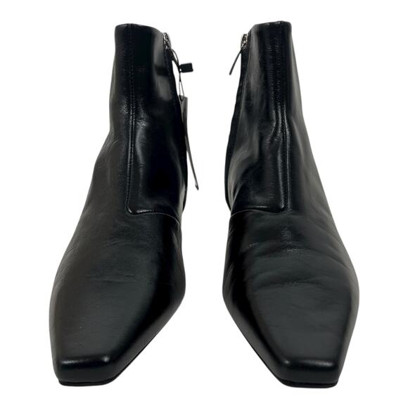 Mango MNG Square Toe Kitten Heel Leather Boots Black Size 36/ US 6 - Picture 5 of 13